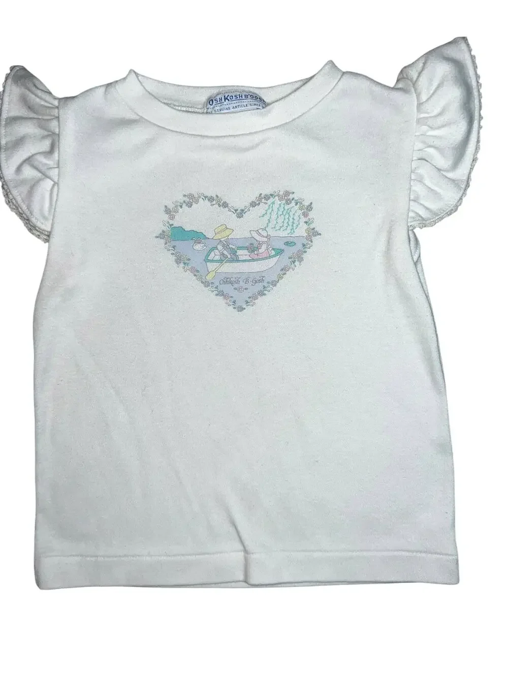 Vintage Oshkosh B'gosh cottage core goose 4T short sleeve ruffled girls top